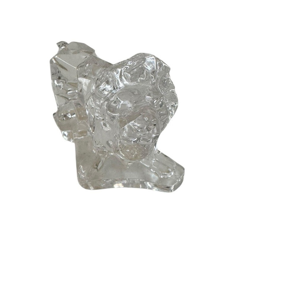 Lead Clear Crystal Lion Figurine Made in Italy Roaring Paper Weight Art Deco NWB - Picture 2 of 3